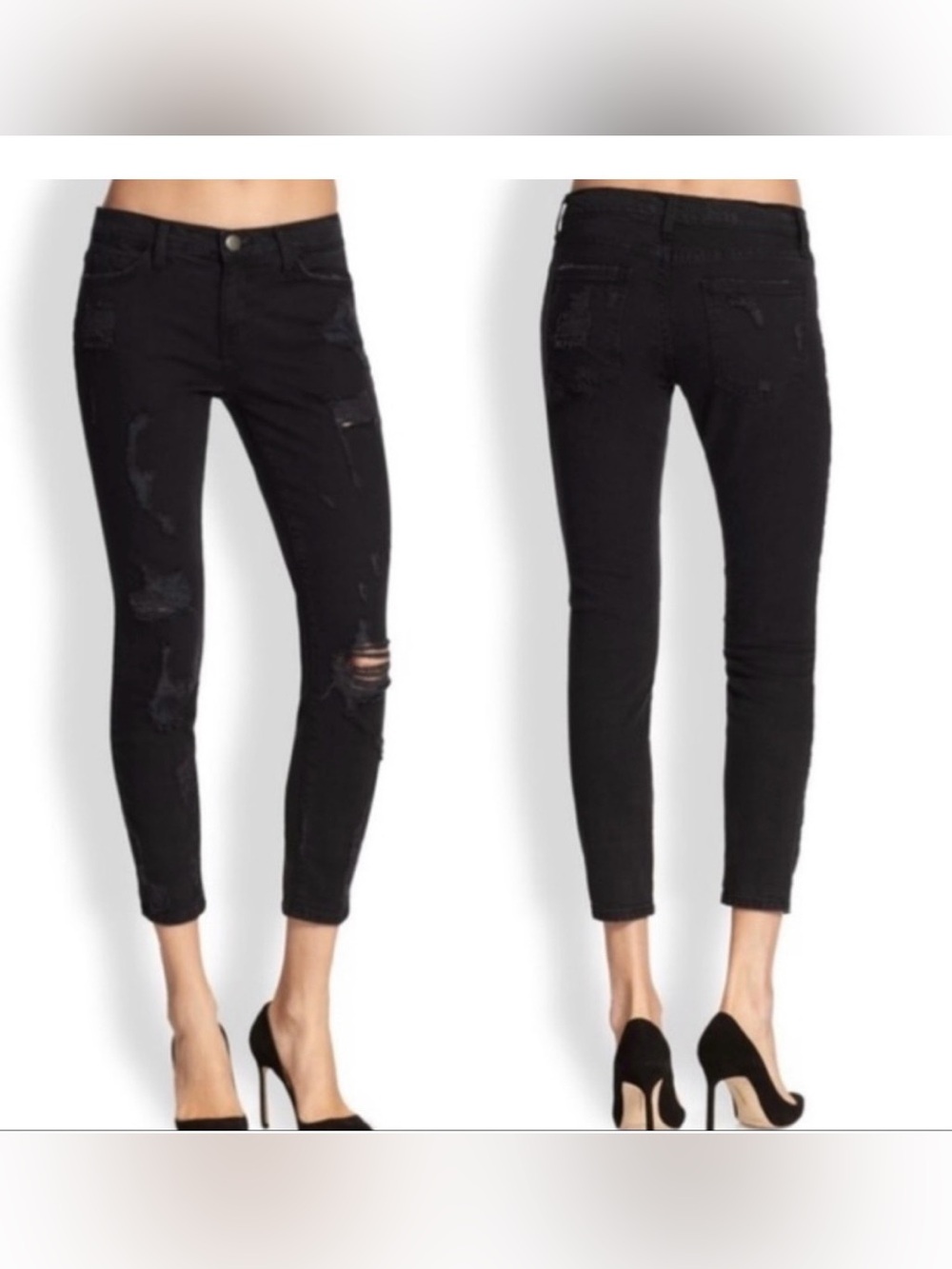 Current/Elliott Black Distressed /The Stiletto Black Shredded Skinny JeanSize 23